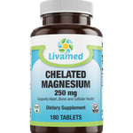 Livamed - Chelated Magnesium 250 mg Tabs 180 Count - Livamed Vitamins