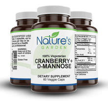 Load image into Gallery viewer, Cranberry + D-Mannose Supplement Plus Vitamin C - 60 Veggie Caps
