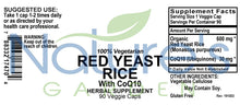 Load image into Gallery viewer, Red Yeast Rice Organic with CoQ10 - 90 Veggie Caps with 600mg Organic Red Rice Yeast Plus Co Q 10 - Natures Support for Cholesterol
