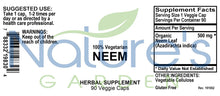 Load image into Gallery viewer, Neem - 90 Veggie Caps with 500mg Organic Neem Leaf Supplement
