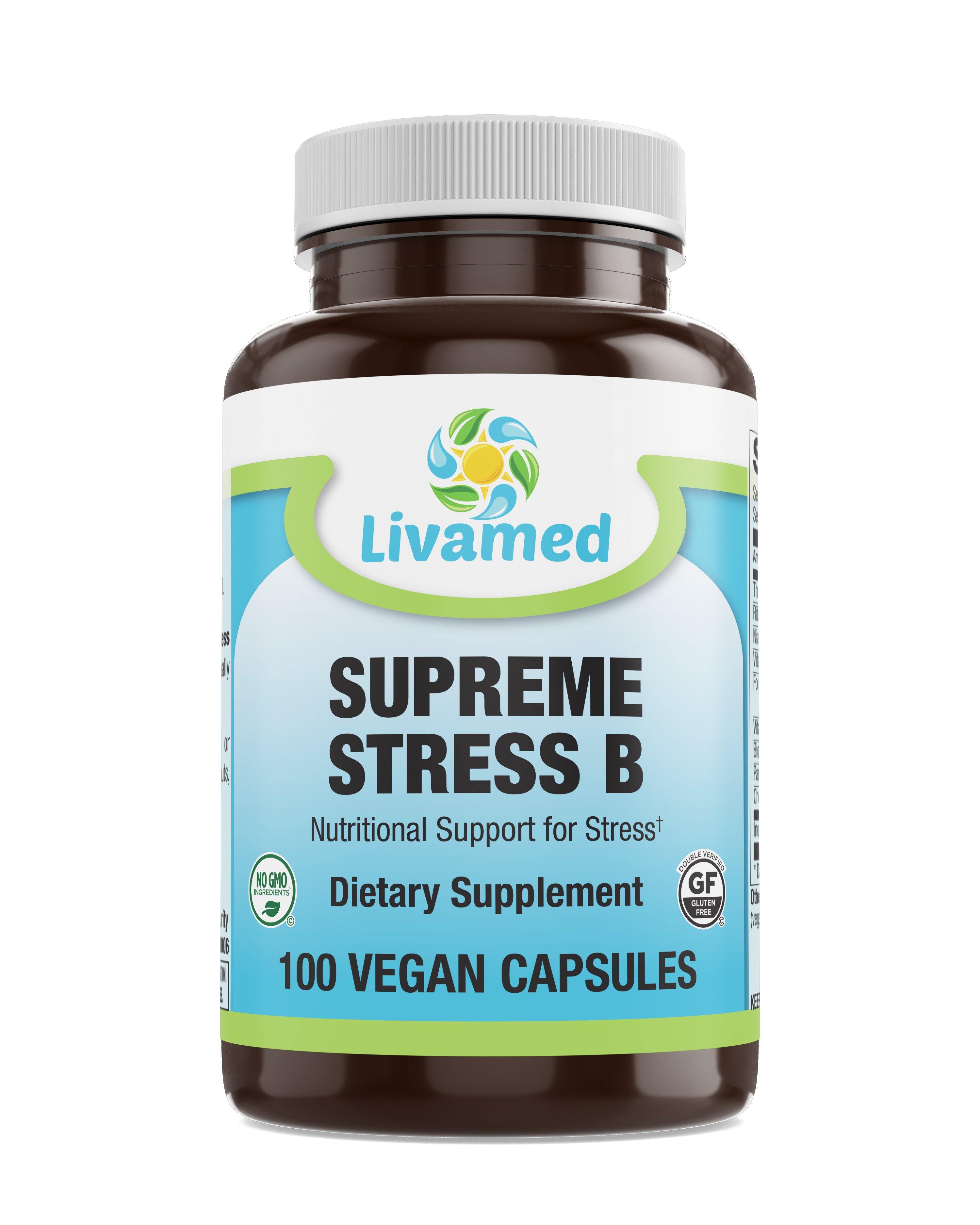 Livamed - Supreme Stress B Veg Caps 100 Count - Livamed Vitamins