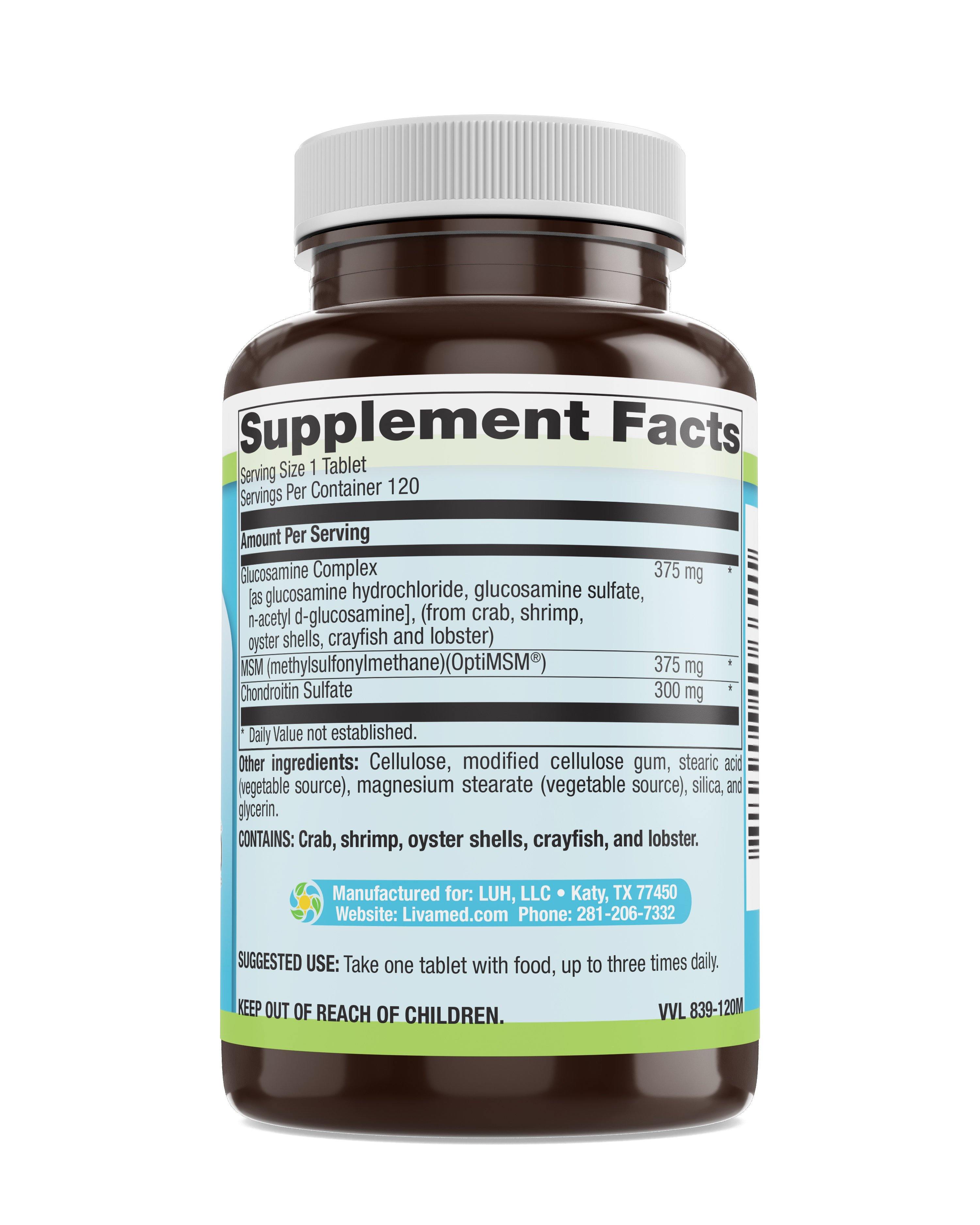 Livamed - Glucosamine Chondroitin MSM Tabs 120 Count - Livamed Vitamins
