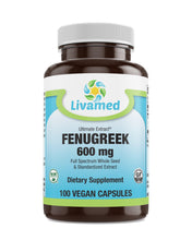 Load image into Gallery viewer, Livamed - Ultimate Extract Fenugreek 600mg Veg Caps 100 Count - Livamed Vitamins
