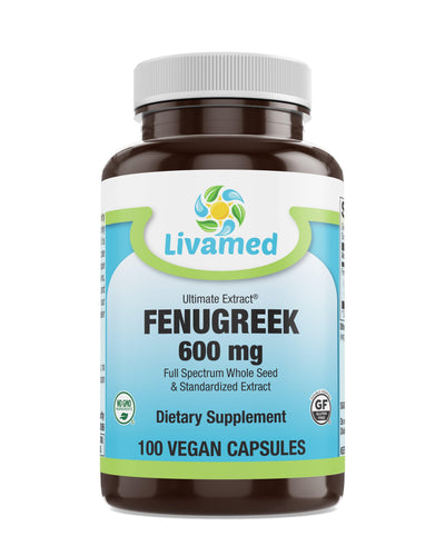 Livamed - Ultimate Extract Fenugreek 600mg Veg Caps 100 Count - Livamed Vitamins