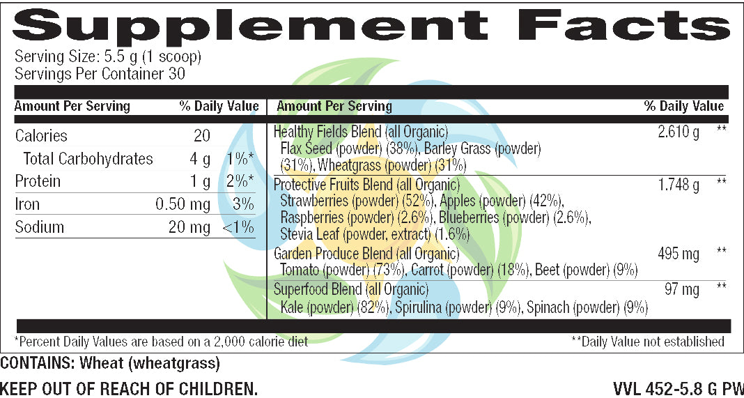 Organic Greens Powder Soy Free 5.8 oz Count