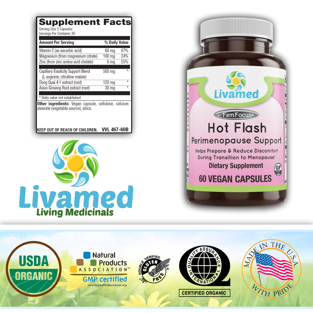 Hot Flash Perimenopause Support Veg Caps 60 Count