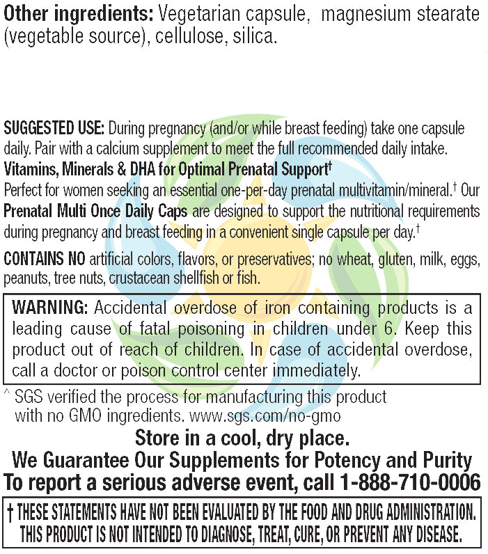 Prenatal Once Daily Veg Caps 60 Count