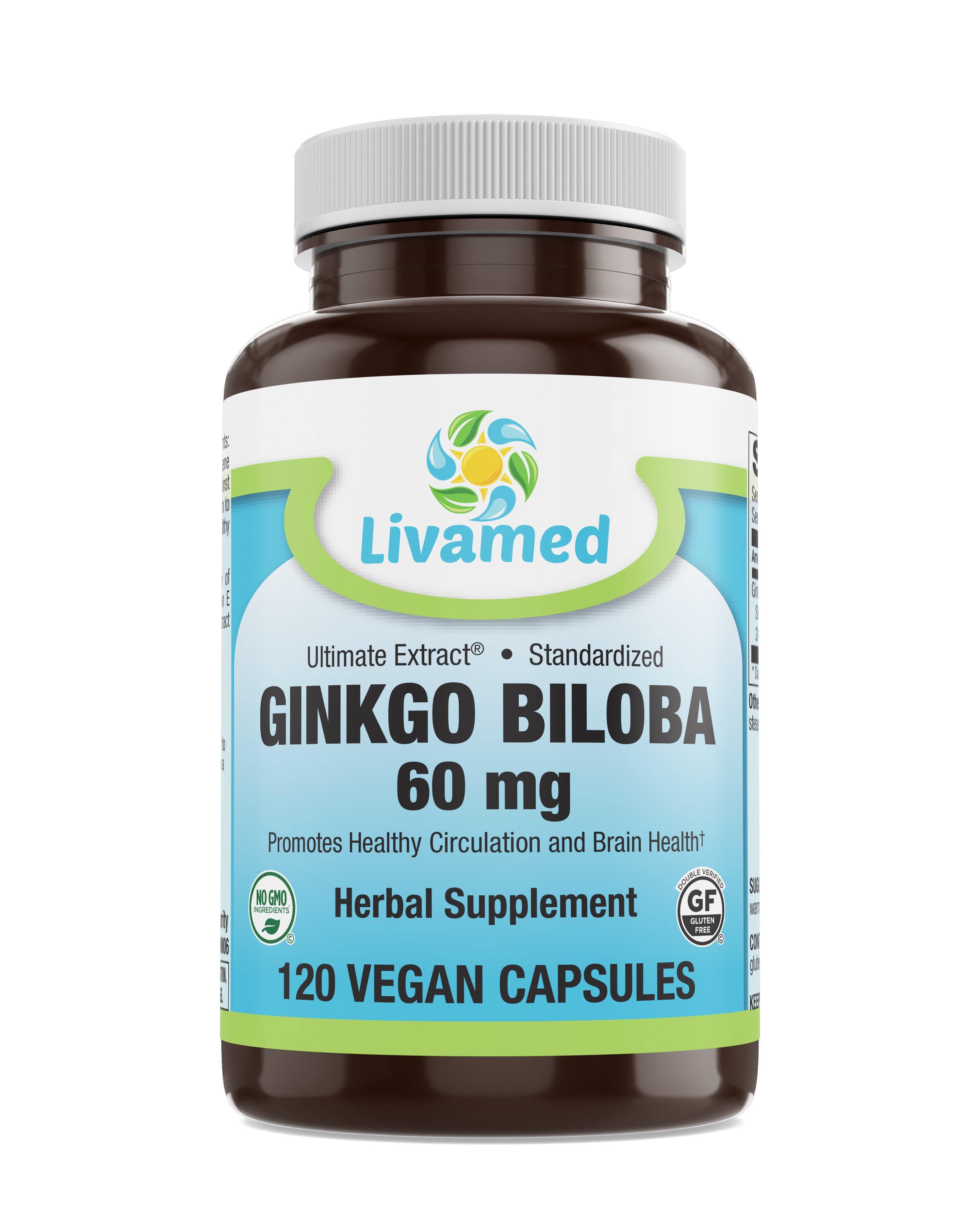Livamed - Ginkgo Biloba 60 mg Veg Caps 120 Count - Livamed Vitamins