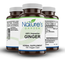 Load image into Gallery viewer, Ginger - 180 Veggie Caps with 1000mg Organic Ginger Root
