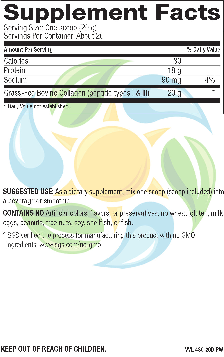 Pure Collagen Peptides- Grass Fed & Pasture Raised 14.1 oz Count