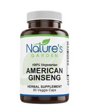 Load image into Gallery viewer, Ginseng, American - 60 Veggie Caps with 400mg Panax Quinquefolia Ginseng Root
