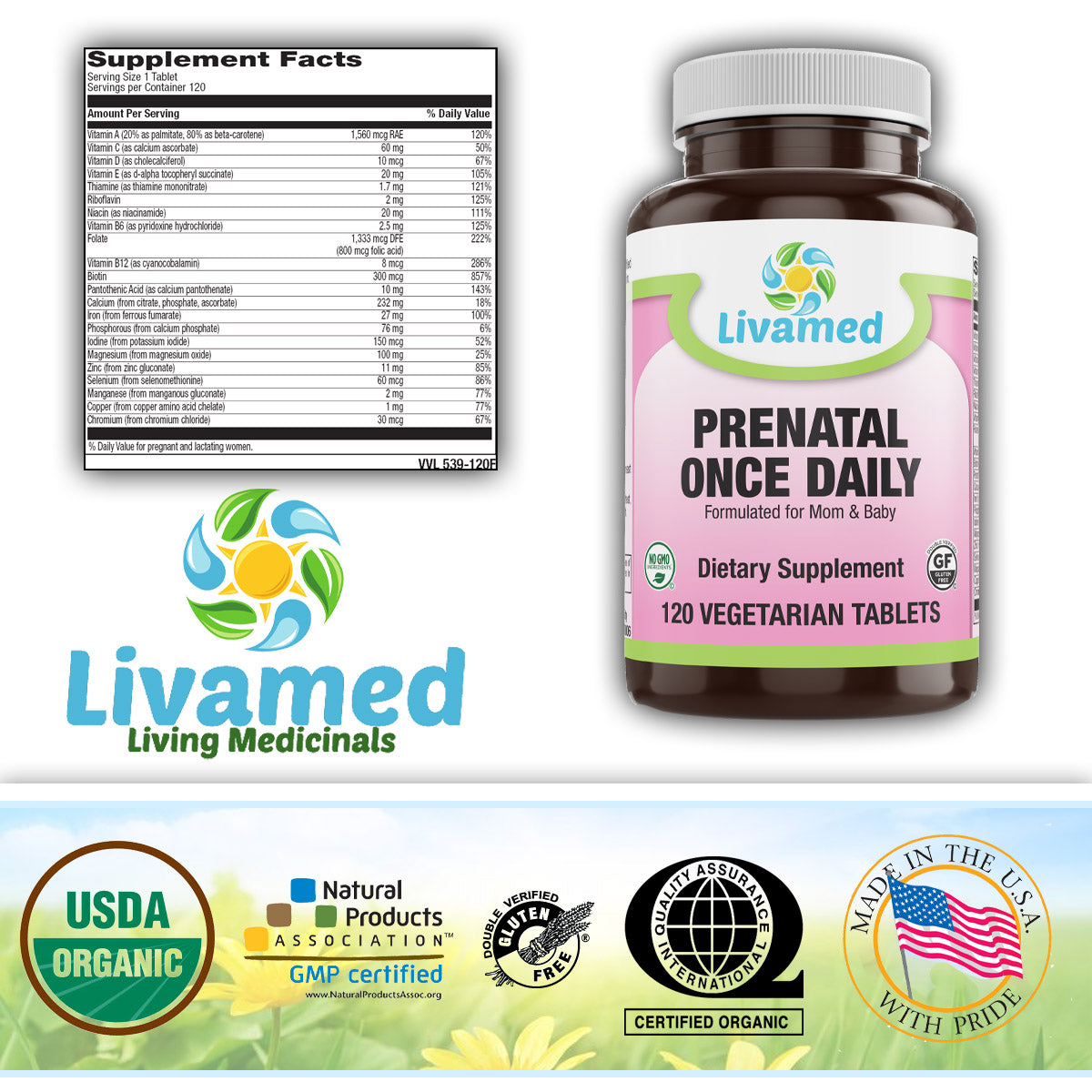 Prenatal Once Daily Veg Tabs  120 Count