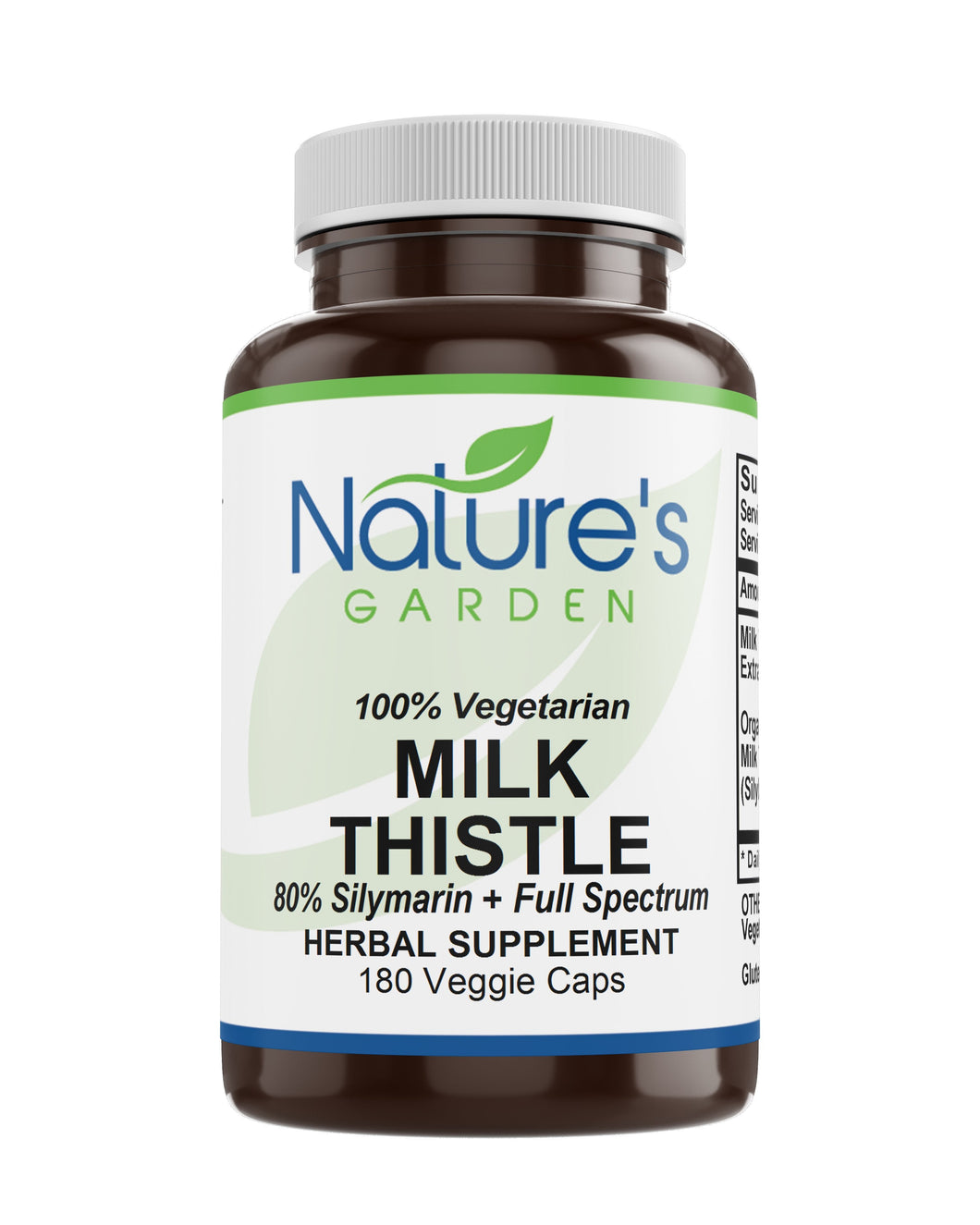 Milk Thistle - 180 Veggie Caps with Organic Milk Thistles and Potent Silymarin Extract