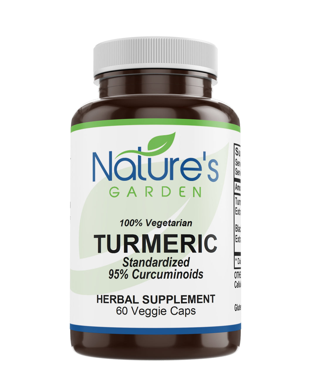 Turmeric - 60 Veggie Caps with Curcumin, Contains 95% Curcuminoids & Piperine Black Pepper Extract