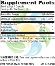 Load image into Gallery viewer, Kelp Vinegar Lecithin B6 (KLVB) Veg Cap 100 Count
