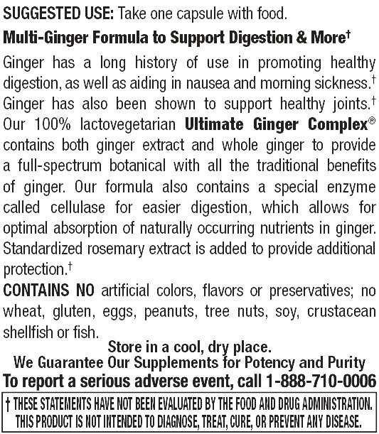 Ultimate Ginger Complex® with Standardized Ginger Veg Caps 60 Count