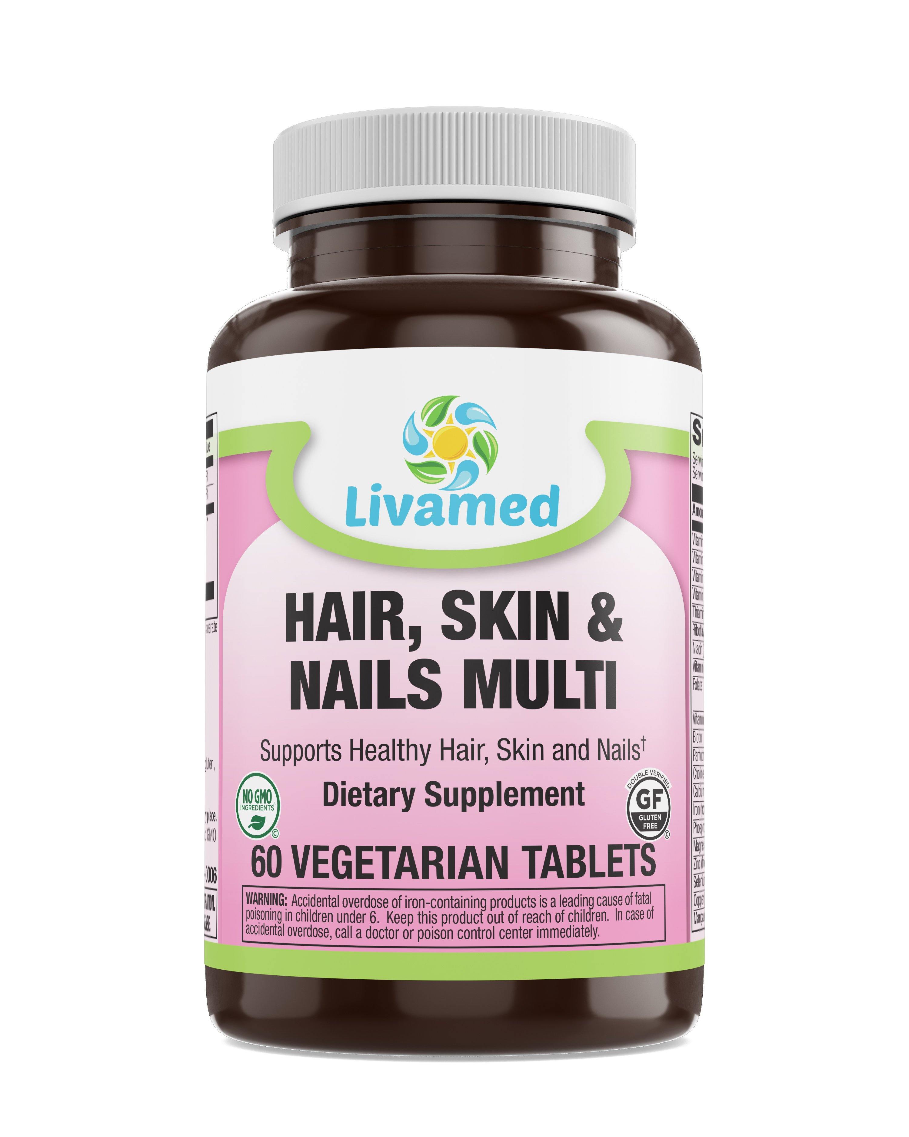Livamed - Hair, Skin & Nails Multivitamin with Trace Minerals Veg Tabs - Livamed Vitamins