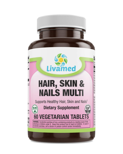 Livamed - Hair, Skin & Nails Multivitamin with Trace Minerals Veg Tabs - Livamed Vitamins