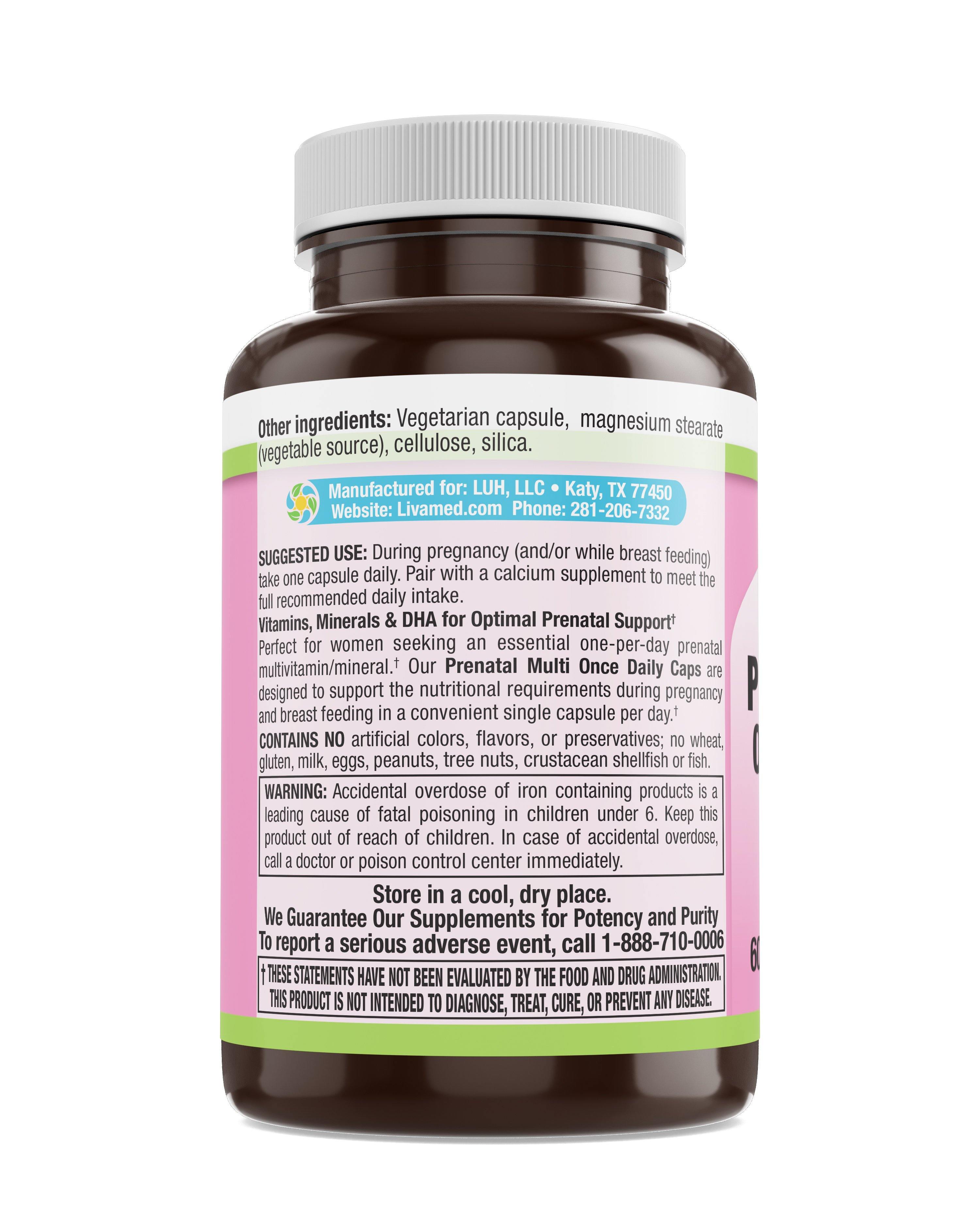Livamed - Prenatal Once Daily Veg Caps 60 Count - Livamed Vitamins